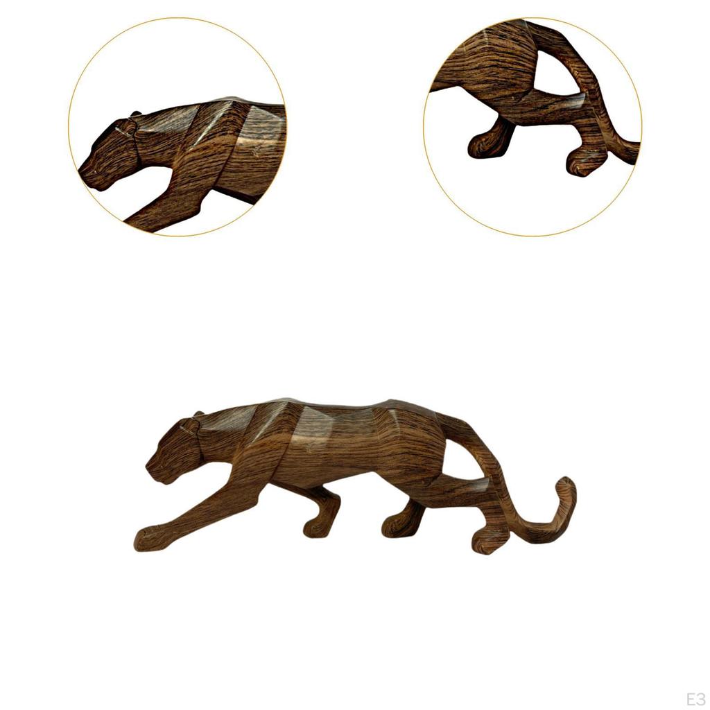 Leopard Figurine for Home Shelf, Animal Craft Walking Sculpture
