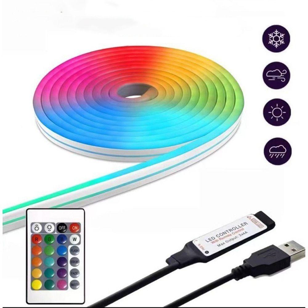 Smart Lights RGB Neon Strip Waterproof 5V Power Flexible LED Strip App Control Remote Control Neon Strip Lights Party Decor