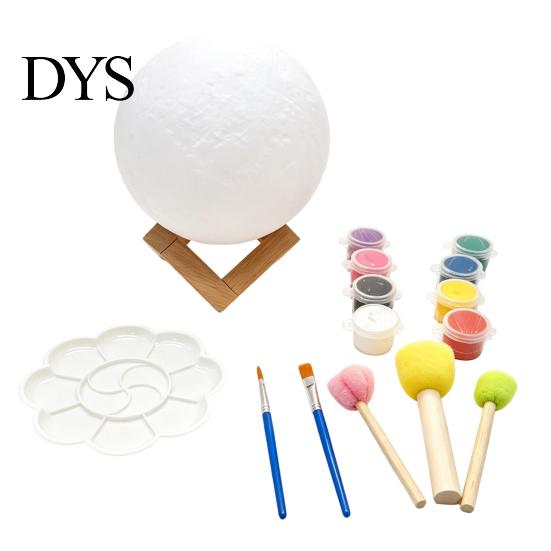 Customizable Bedside Light DIY Paint Your Own Moon Lamp, LED Night Kit with 8 Safe Pvc Lamp Colors And Brushes, Kids Craft Project, Warm Glow Bedroom