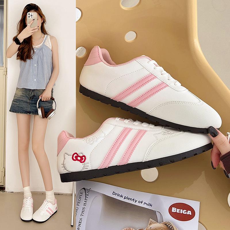 Schattige KT kat borduurwerk Duitse trainingsschoenen dames 2025 nieuw Koreaans niche chic veelzijdige boardschoenen casual kleine witte schoenen dames