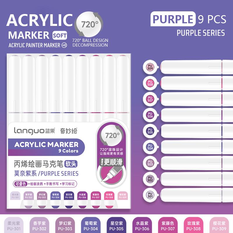 9 Farben/Set Bunte Acrylfarbe Kunstmarker Stift DIY Graffiti Zeichenstifte Für Notizbuch Tagebuch Schreiben Malen Schreibwaren