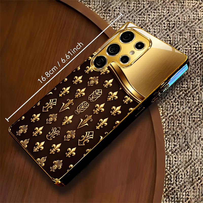 Custodia per telefono Marrone e Oro ad Alta Lucentezza custodia s26 ultra vetro telefoni cellulari per Samsung Galaxy S26 S25 S24 S23 S22 FE,Ultra,Plus