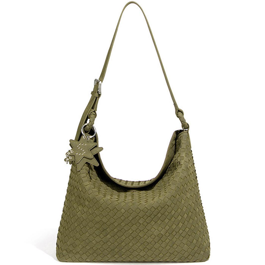 High-End Handmade Woven Tote: Large Capacity, Casual Lazy Style Bucket Bag 50x13x35