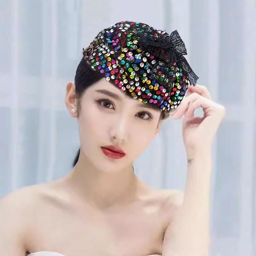 Glitter Sequin Half Hat Headband Breathable Women's Hair Hoop Glitter Sequin Headband Summer