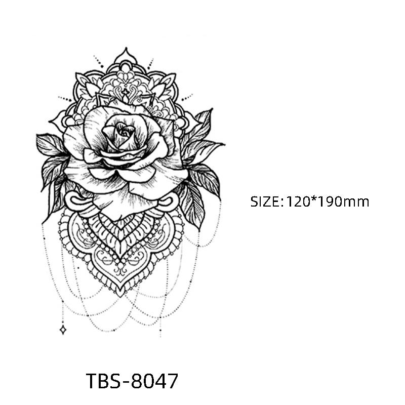 Waterproof Semi-Permanent Black & White Totem Flower Tattoo Stickers