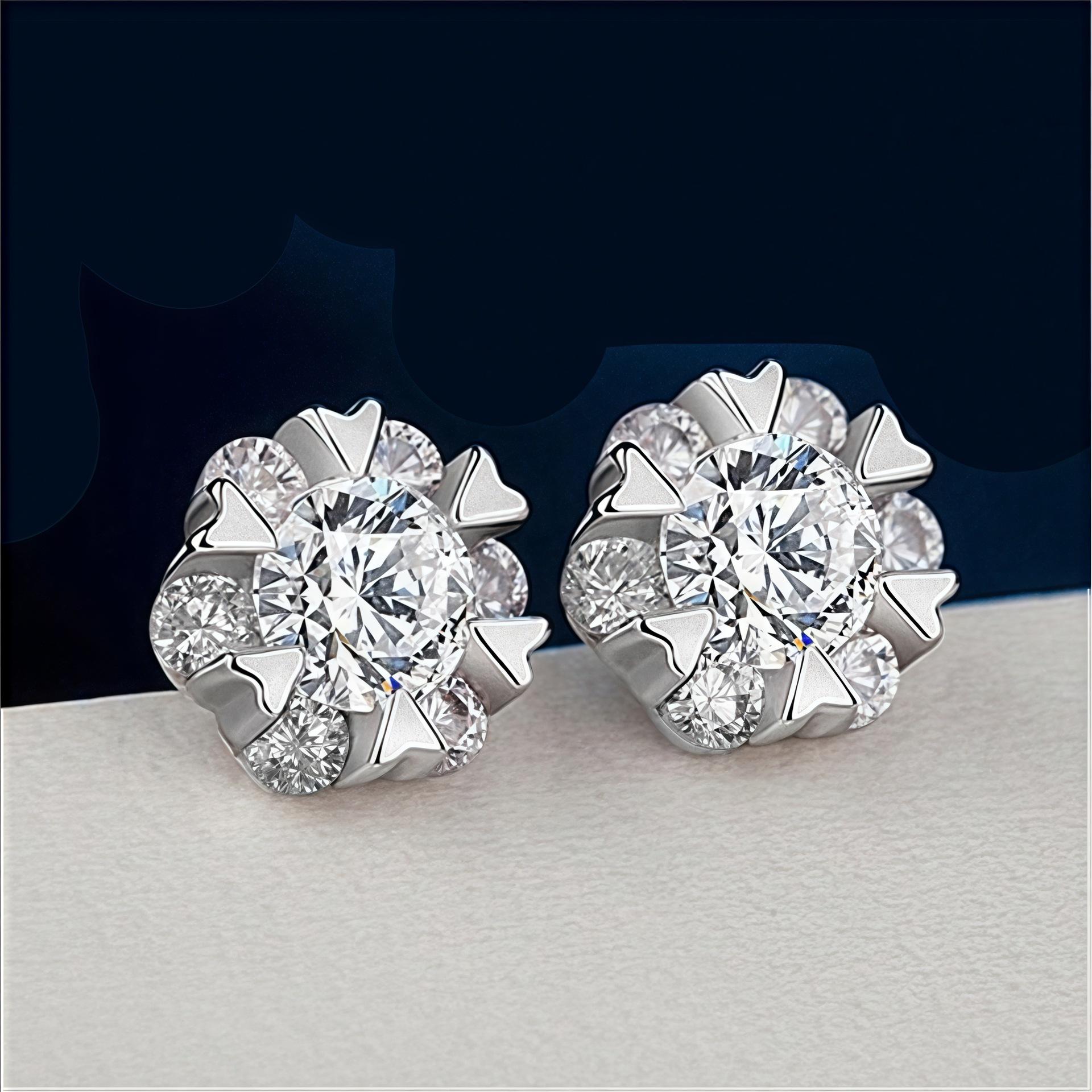 S925 Silver Snowflake Stud Earrings: Korean Style, Light Luxury, Hexagonal Design