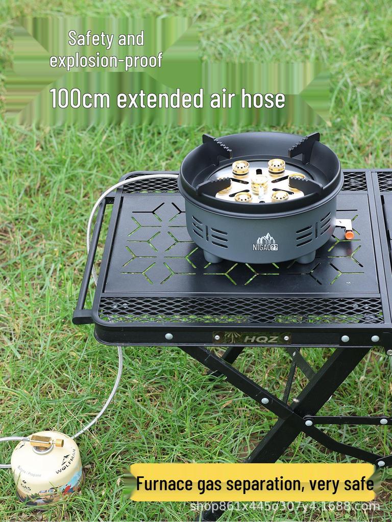 Seven Star Portable Windproof Gas Camping Stove - Split Design with Card-Type Ignition