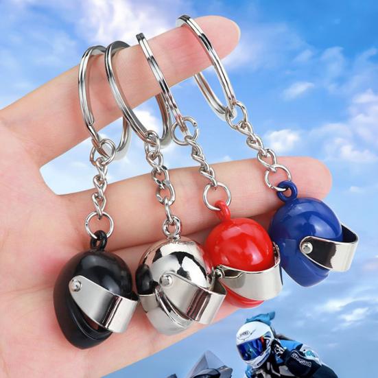 Motorcycle Helmet Keychain Pendant Metal 3D Mini Helmet Keyring Movable Shield Design Personalized Motorcycle Keychain for Men Women