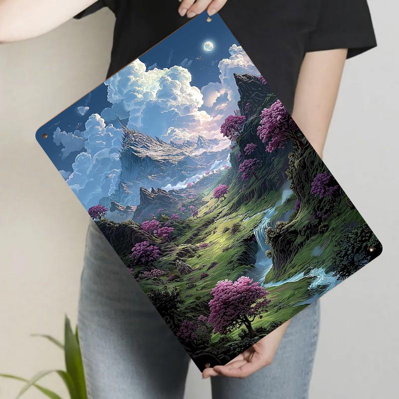 

Dream Valley Castle Landscape Metal Wall Art Home Decor Living RoomArt Mural 20x30cm（7.8x11.8inch）