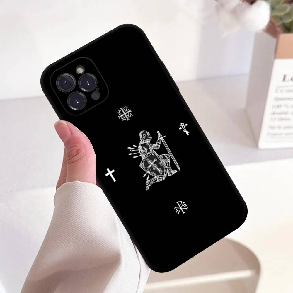

Orthdox Cross Icon Square Matte Silicone Case For Iphone17 Air 16 15 14 13 12 11 Pro Max Plus Matte Basic Cover Case iPhone 15 pro