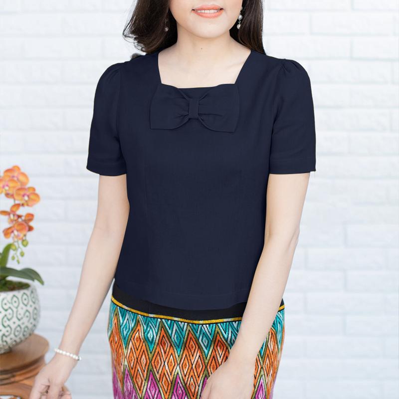 

ZANZEA Women Summer Square Collar Casual Short Sleeve Blouse 5XL Темно-синій