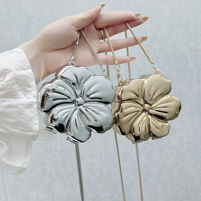 1Pc Mini Gold Silver Floral Acrylic Bag Evening Bag Purses And Handbag Shoulder Bags Party Wedding Clutch Purse