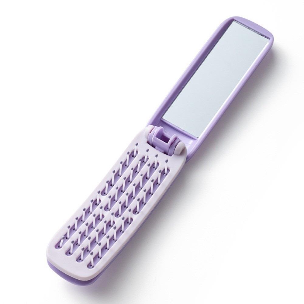 

Scalp Massage Fold Volumizing Hair Brush Anti-Static Hair Styling Tool 2-in-1 Comb Mirror Travel фиолетовый