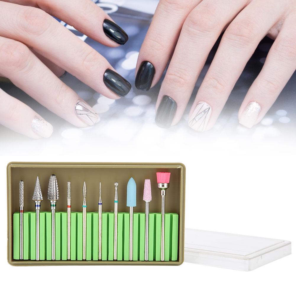 10pcs Electric Nail Drill Bits Kit Manicure Pedicure Nail Polishing Machine Spare Parts Accessory