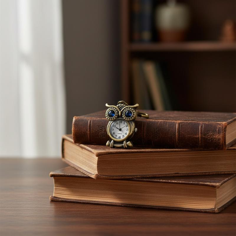 Tiny Cute Owl Shaped Pendant Pocket Watch For Kid Men Women Retro Quartz Pocket Clock Gifts Arabic Numerals Dial