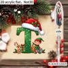 Holiday Tree Hanging Decor Personalized 26 Alphabet Christmas Ornament with Santa Hat Elf Design, Acrylic Cute Pendant for Mantel And Party