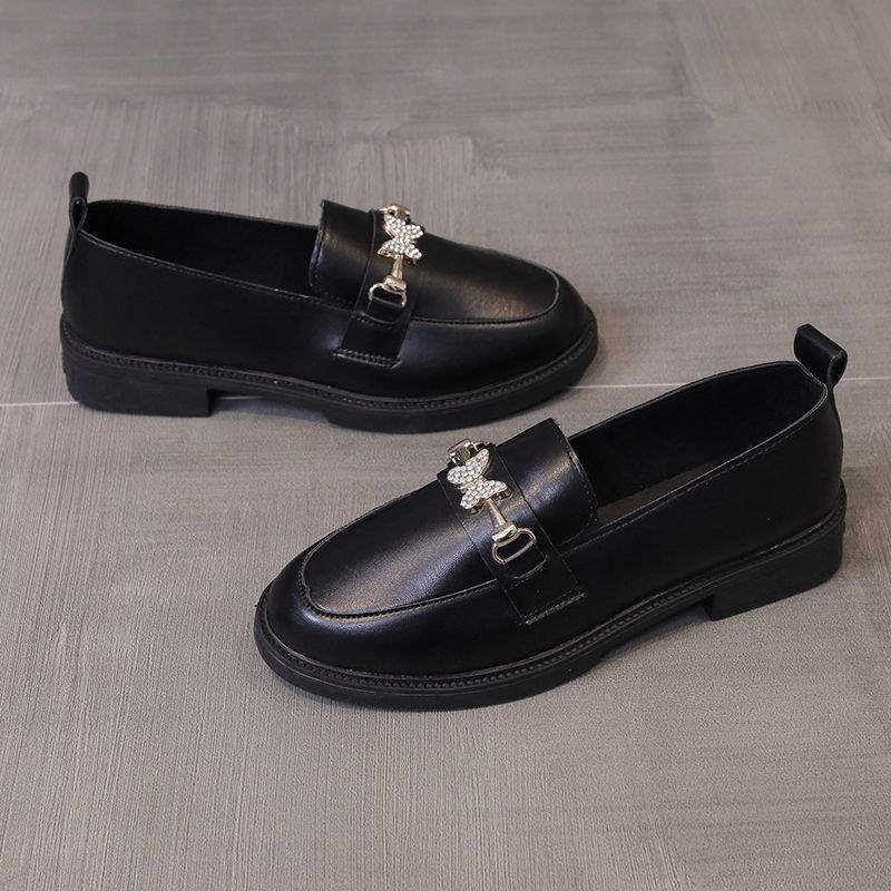 Women's Small Leather Shoes Women's British Style Women's Shoes Small Fragrant Style Soft Sole One Pedal Spring and Autumn Students