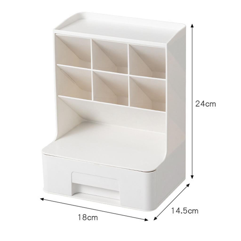 Desktop Storage Box Multi Compartments Pencil Sundry Holder with Drawer Plastic Stationery