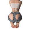 Pantaloni scurți tanga seducători din denim - Ruptu, Stil sexy pentru club 2240