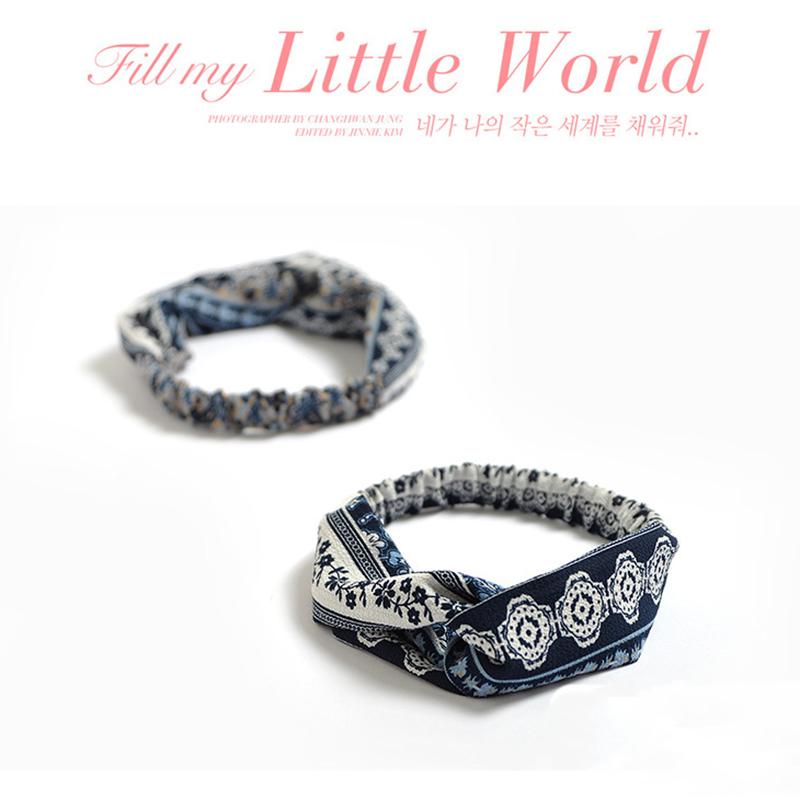 Fashion Women Girls Summer Bohemian Hair Bands Print Headbands Vintage Cross Turban Bandage Bandanas HairBands Hair Accessories