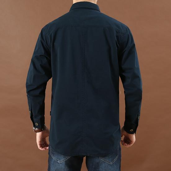 Pánská jednobarevná jednořadá košile s mnoha kapsami Pánský top odolný proti opotřebení na denní nošení