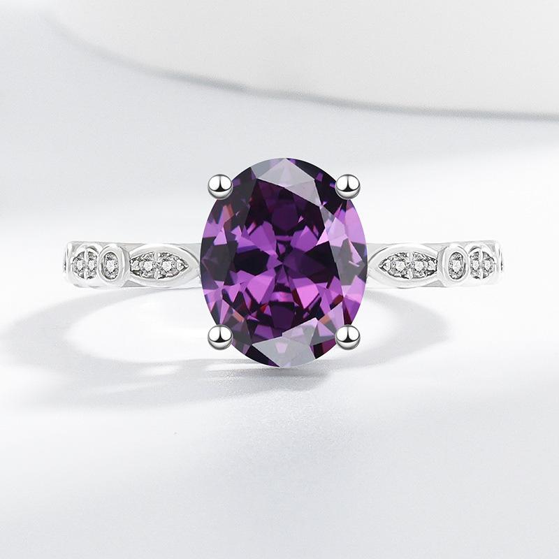 

2026 Simple Egg-shaped Colored Treasure Multi-colored Gemstone Personalized Zircon-plated 18K Gold Opening Adjustable Ring for Women Resizable