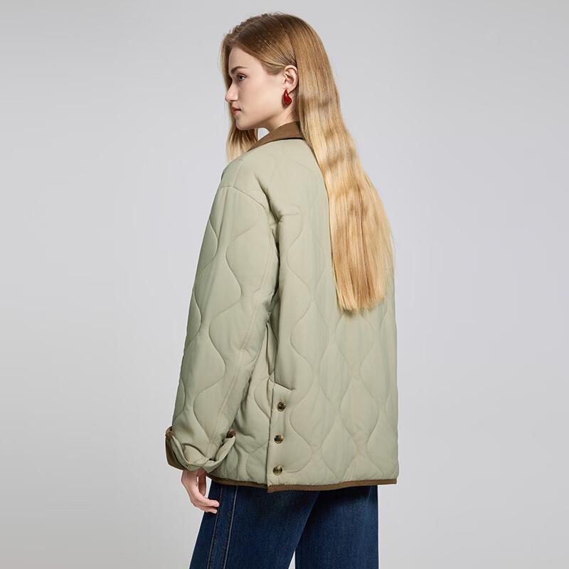 Women's Retro Color Block Padded Short Jacket