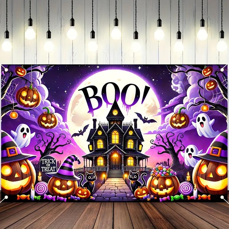 1 piece 2D flat Halloween decoration banner - polyester material - eerie Halloween happy banner