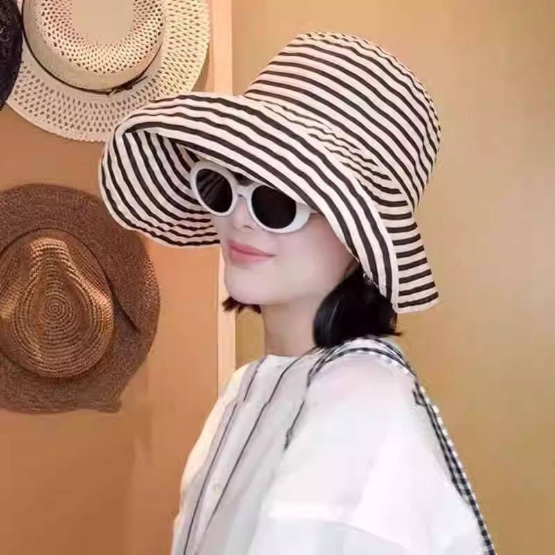 Summer bucket hat women's new sunscreen hat fashion basin hat big head circumference summer sun hat big brim sun hat