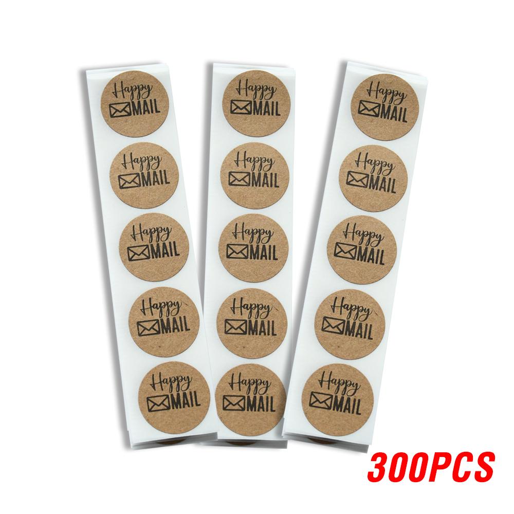 100-500pcs 1 Inch Happy Mail Stickers Scrapbooking Round Kraft Stickers Seal Labels Envelope Packaging Labels Stationery Sticker