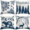 Christmas Pillow Cover Snowflake Christmas Tree Print Pillow Car Sofa Pillow Cover Modern Simple Style