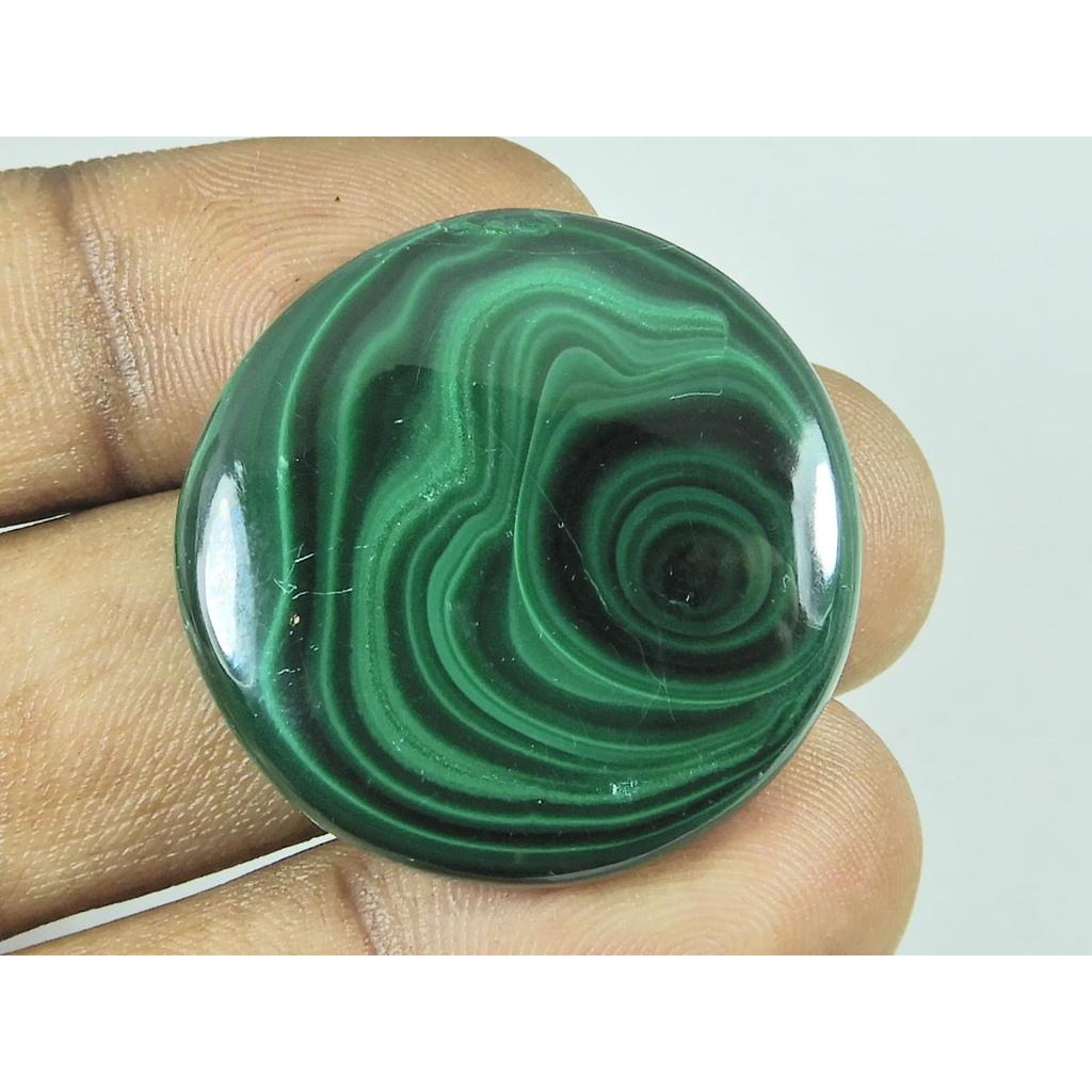 30X31X5MM Natural Green Malachite Round Shape Cabochon Loose Gemstone 73Cts. G-263
