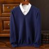 Maglione lavorato a maglia taglie forti da uomo in autunno e inverno, pullover caldi in lana, maglione con scollo a V, maglia adatta, maglioni in cashmere da uomo, camicie da fondo