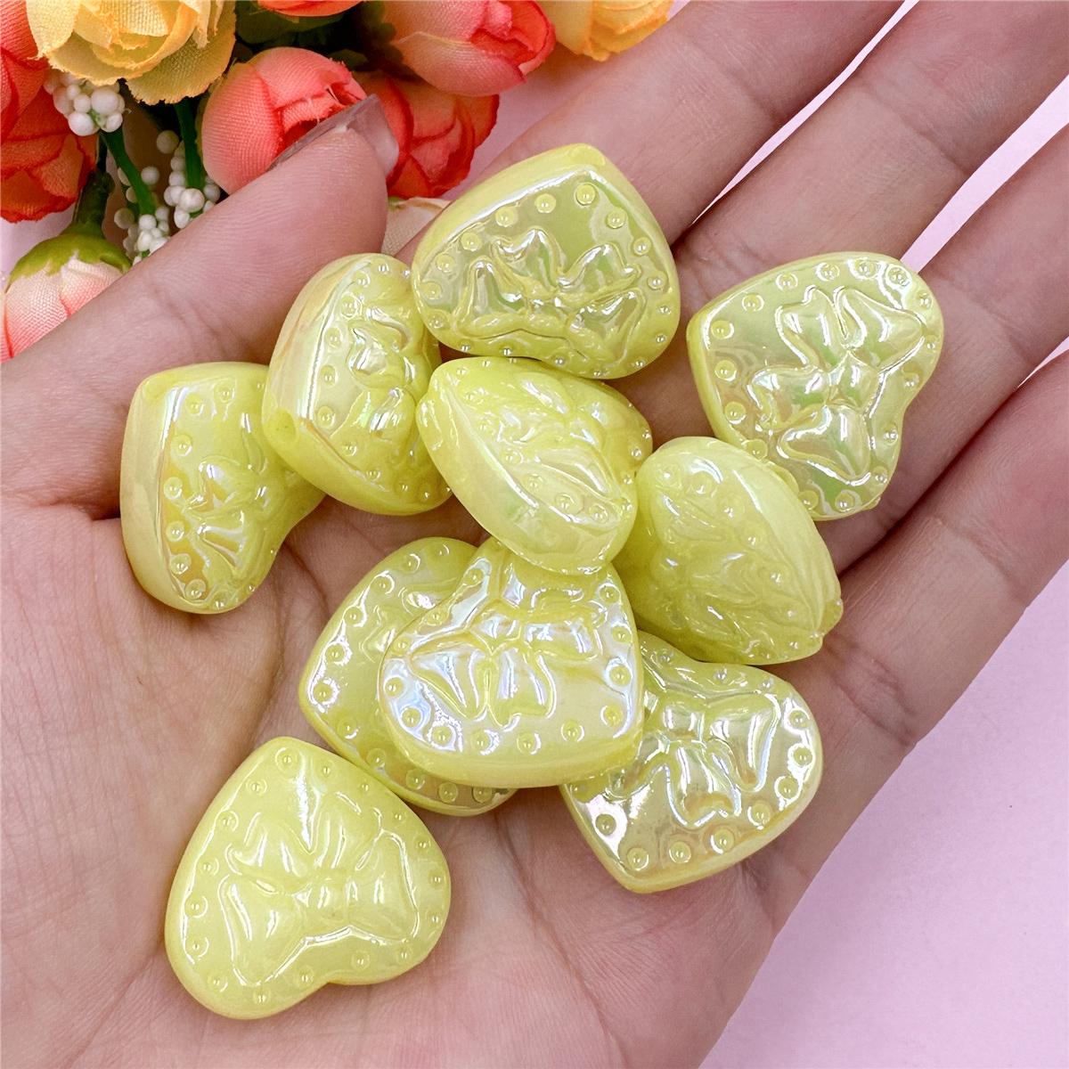 

Товары для вечеринок, креативные материалы ручной работы, модные аксессуары «сделай сам», бусины в форме сердца карамельного цвета 25*21,2 мм, распорные бусины из акрила, 10 шт. с отверстием жёлтый