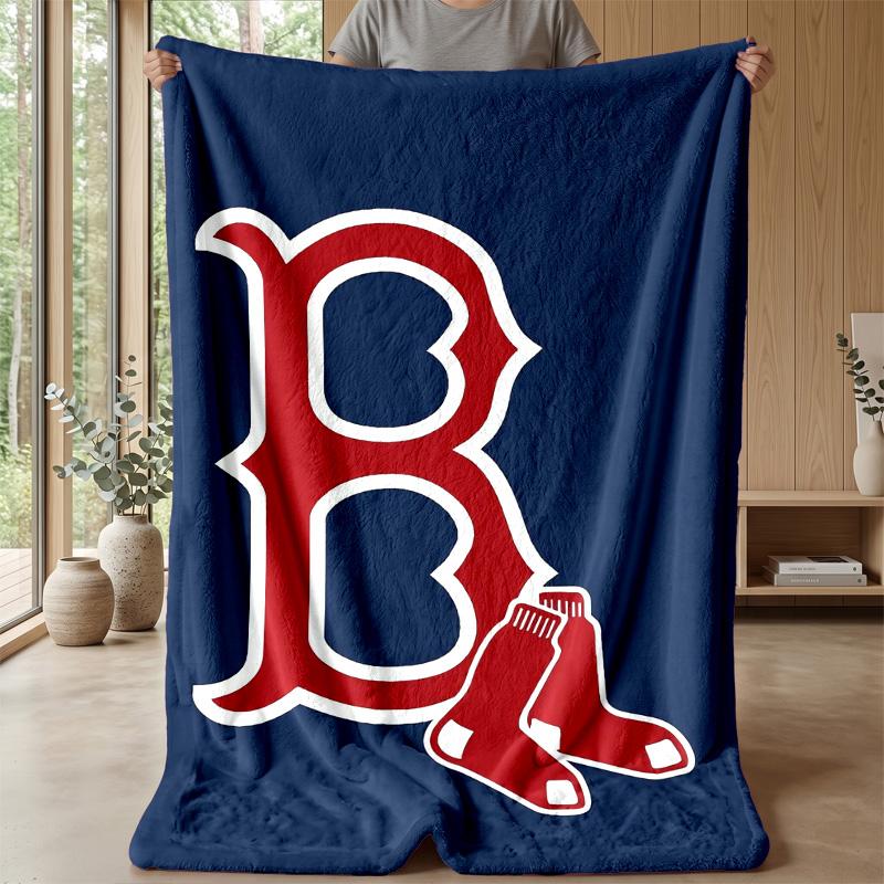 Boston Red Sox Flannel Fleece Blanket Cozy Warm Throw Blanket For Couch Bed Travel All Season Use