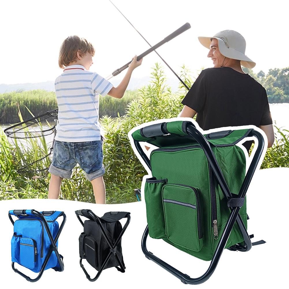Fishing Stool Detachable Portable Folding Chair Beach Camping Chair with Cooler Bag Backrest Lightweight Outdoor Folding Chair