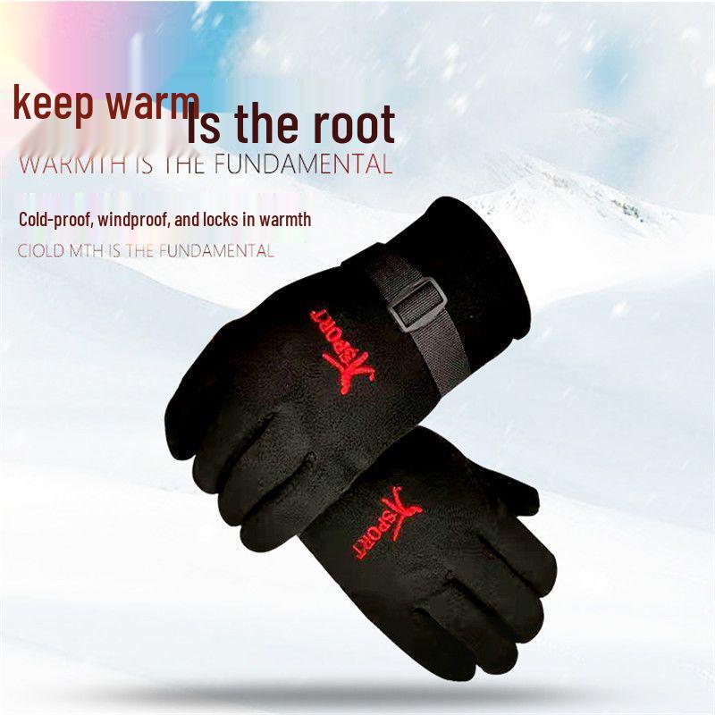 Men's Fleece Lined Winter Skiing & Cycling Gloves - Windproof, Waterproof, Thickened Cotton, Warm Motorcycle Gloves for Cold Weather.