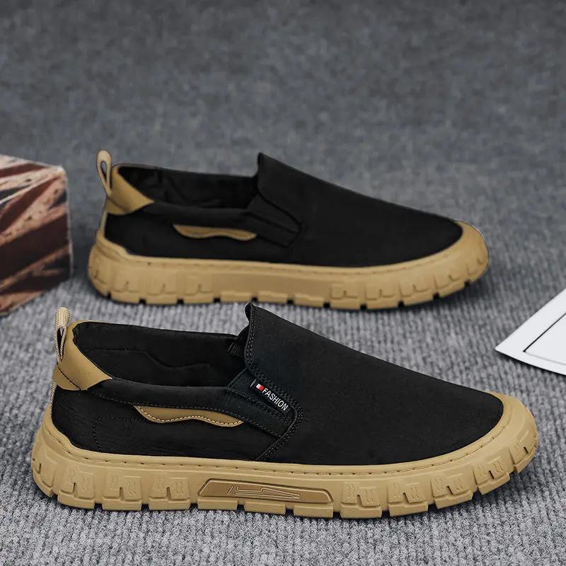 Pantofi sport pentru bărbați, pantofi de mers pe jos, cu talpă din PVC, respirabili, antiderapanți, la modă, gri, din pânză, pentru bărbați