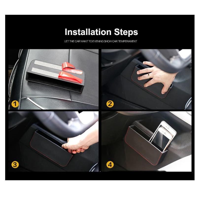 Car Seat Gap Multifunctional Storage Box Driver Side Seat Gap Organizer Phone Holder Box Black Car Decor Accessories Interior