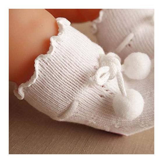 [nagasawako] Newborn Socks with Laces That Stay In Place, 8 Cm, 2 Pairs of Baby Socks, Made In Japan