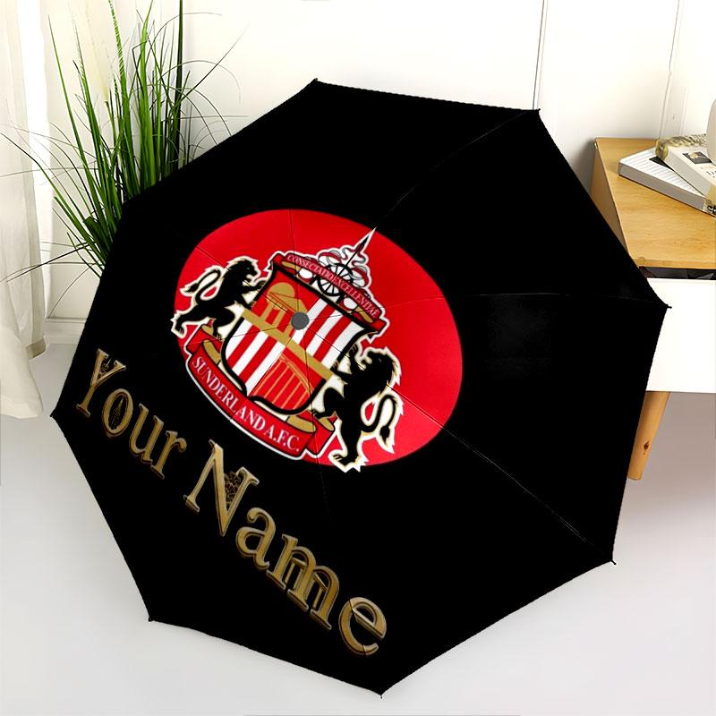 1 PC Automatic Folding Umbrella - Sunderland A.F Custom Name Pattern, Portable & Foldable Design with 8 Ribs, Christmas Birthday Gifts