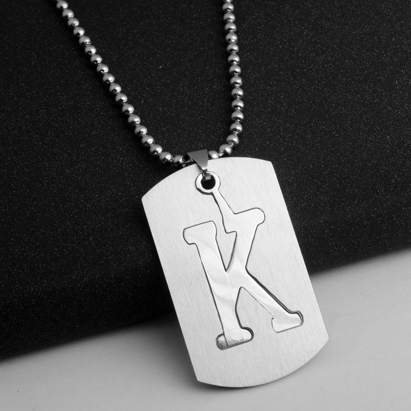 HNSP Stainless Steel Initials Pendant Chain Necklace For Men Women 26 Letter Name Accessories