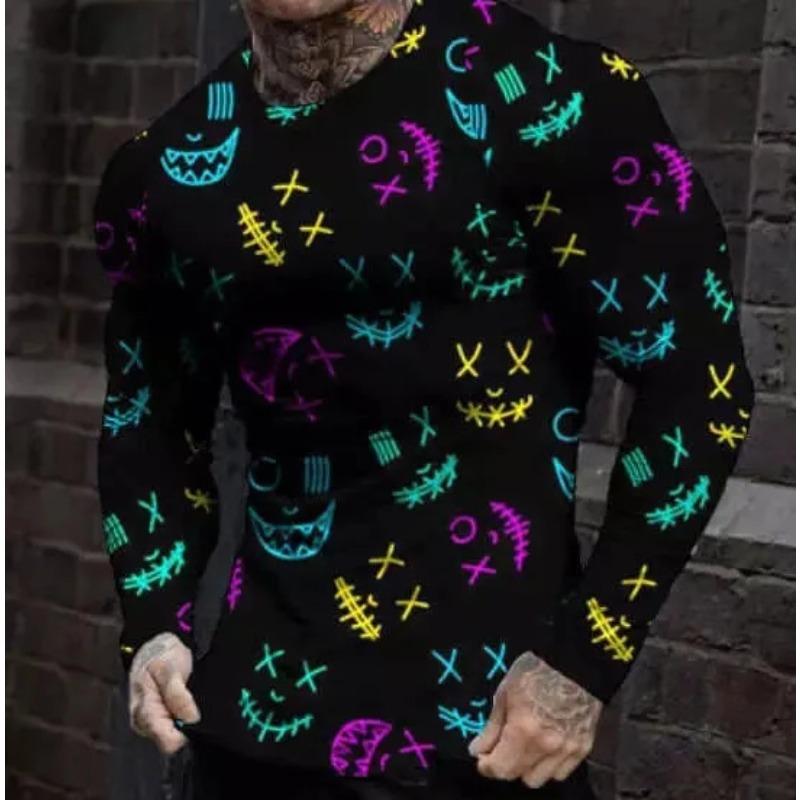 

Осенняя мужская футболка с длинным рукавом большого размера, 3D цифровая печать, модная трендовая футболка 5XL