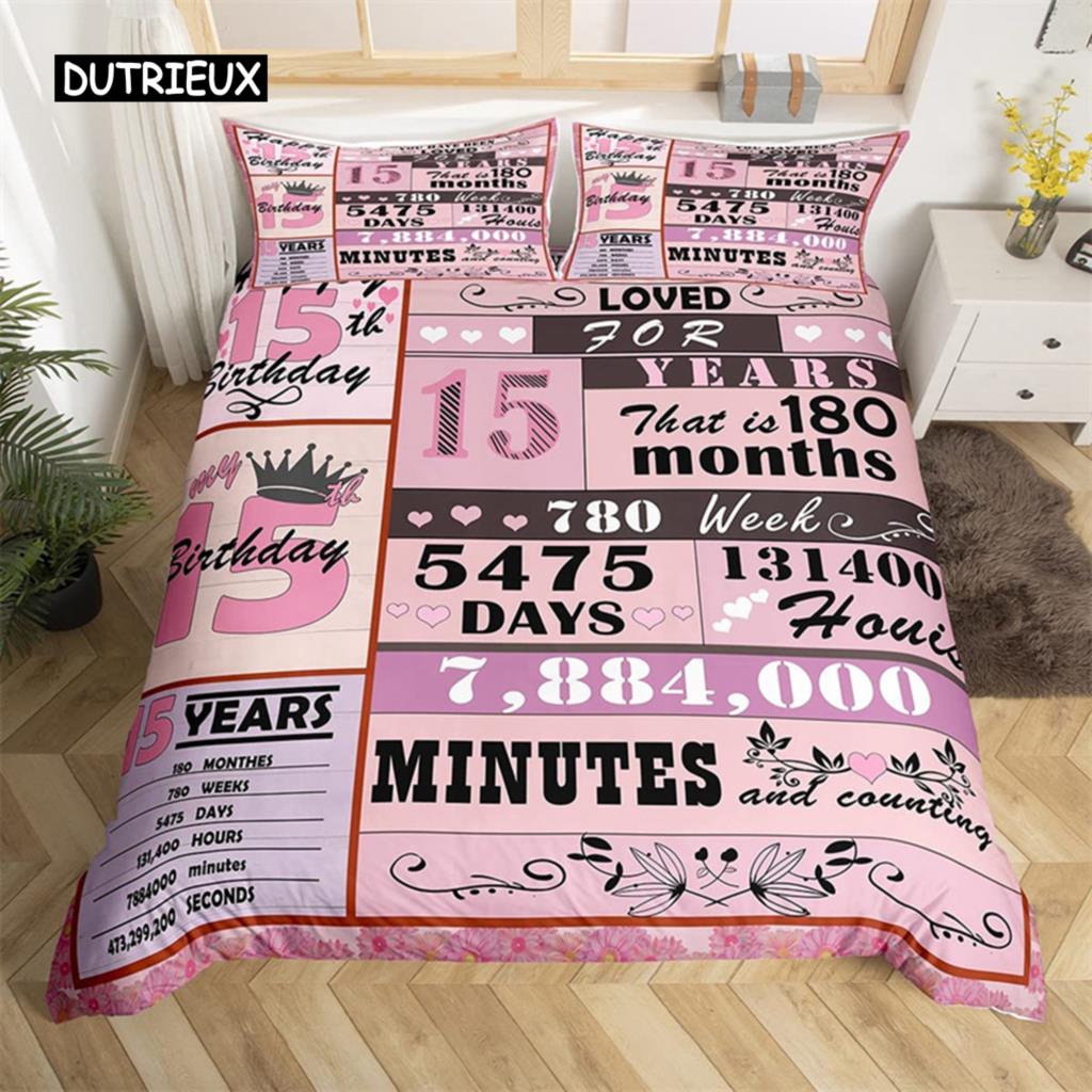 Copripiumino Calendario di Compleanno Set Biancheria da Letto Buon Compleanno Feste Microfibra Regali di Compleanno Copripiumino King Full Per Ragazzo Ragazza