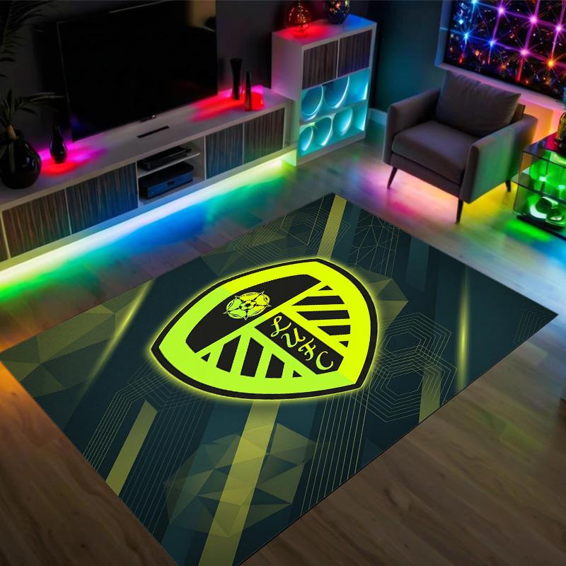 Leeds United Design Kristall Samt Teppich Gemütlich Nicht?Rutschfester Teppich mit Aufdruck für Schlafzimmer Wohnzimmer Eingang