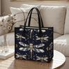 Elegant Dragonfly Pattern Tote Bag Fashion Casual Large Capacity Daily Use Shoulder Handbag