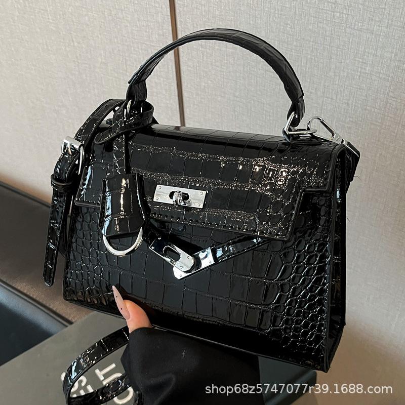 2025 New High-end Light Luxury Stone Pattern Kelly Bag Hand-to-shoulder Crossbody Bag Temperament Versatile Commuter Bag