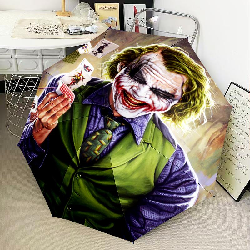 clown's Dark Portrait Umbrella Folding umbrella, automatic umbrella 8-Frame for Travel, camping Use Gift for Halloween Christmas