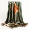 Silk Scarves Women Leaf Print Foulard Satin Square Head Hijab Scarf Ladies Shawls Bandana Female Muffler Scarf