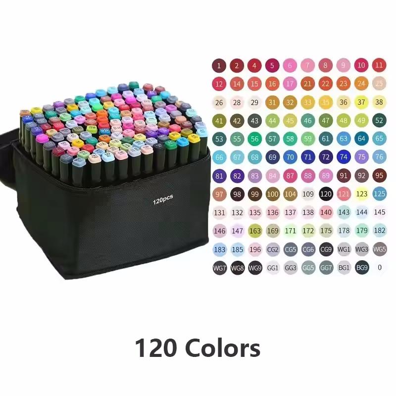 24-120 Colors Art Marker Pen Set for Draw Double Oily Headed Sketching Oily Tip Based Markers Graffiti Manga School Art Supplies